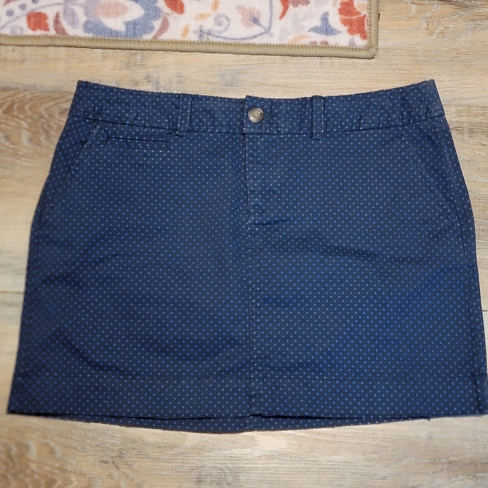 🔴Old Navy 6 the perfect khakis skirt navy blue polka dots NWT